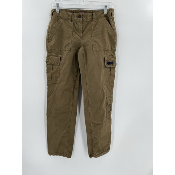 Brooks Brothers 1818 Women’s SIZE 2 Green Cargo Utility Pant Straight Pockets EC - Picture 1 of 12